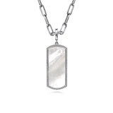 SS 35mm Dog Tag With Mother Of Pearl - Walter Bauman Jewelers