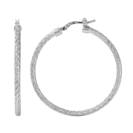 SS 35MM Round Mesh Hoop Earrings - Walter Bauman Jewelers