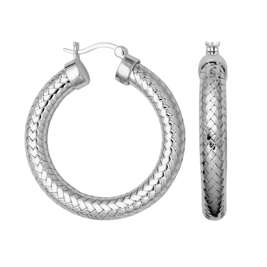 SS 35MM/5MM Mesh Hoop Earring - Walter Bauman Jewelers