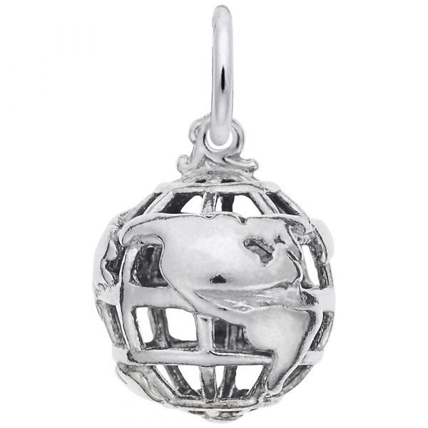 SS 3D World Globe Charm - Walter Bauman Jewelers