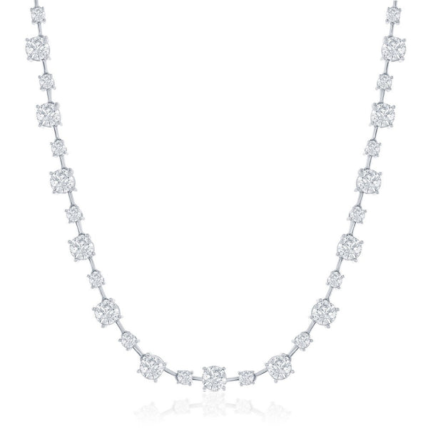 SS 3mm & 5mm Round CZ 4-Prong Necklace - Walter Bauman Jewelers