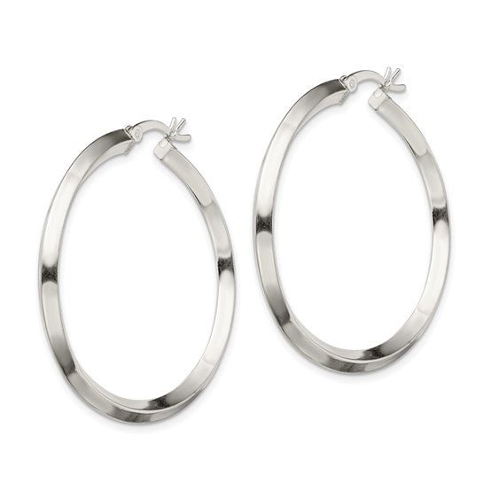 SS 40mm Knife Edge Round Hoop Earrings - Walter Bauman Jewelers