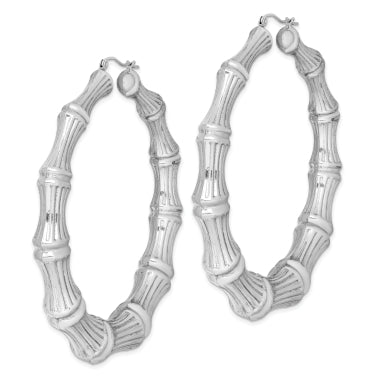 SS 42mm Bamboo Hoop Earrings 9.8grms - Walter Bauman Jewelers