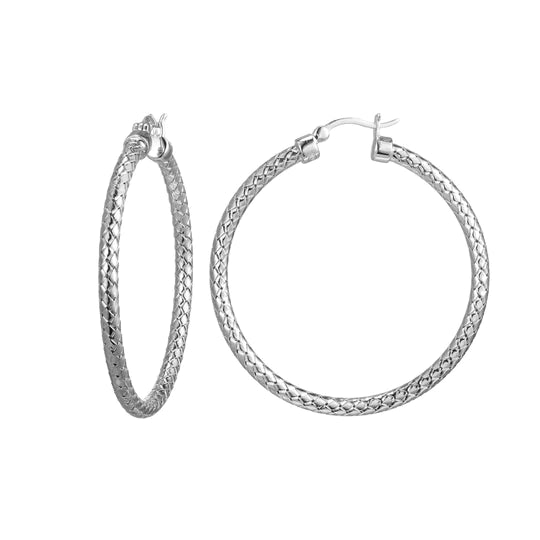 SS 45MM/3MM Mesh Hoop Earring - Walter Bauman Jewelers