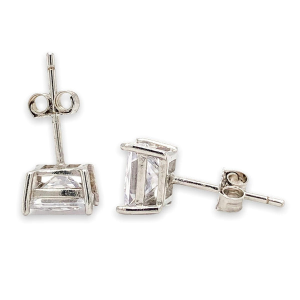 SS 6mm Square CZ Stud Earrings - Walter Bauman Jewelers