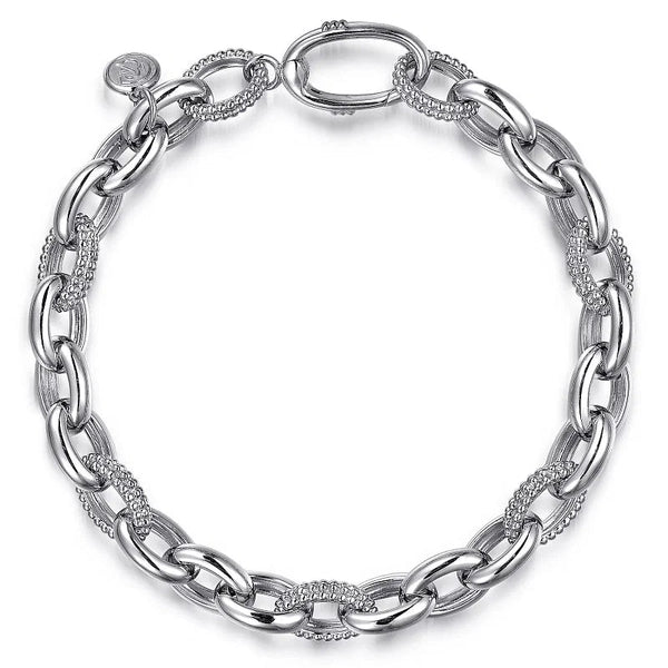 SS 7.5" Beaded Link Bracelet - Walter Bauman Jewelers