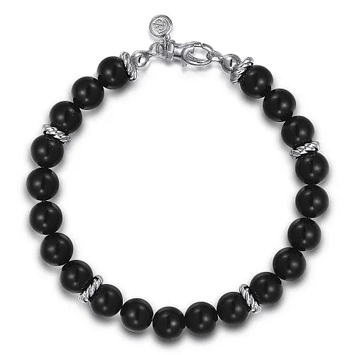 SS 8" 6mm Onyx Beaded Bracelet - Walter Bauman Jewelers