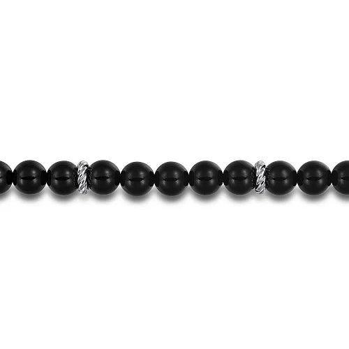 SS 8" 6mm Onyx Beaded Bracelet - Walter Bauman Jewelers