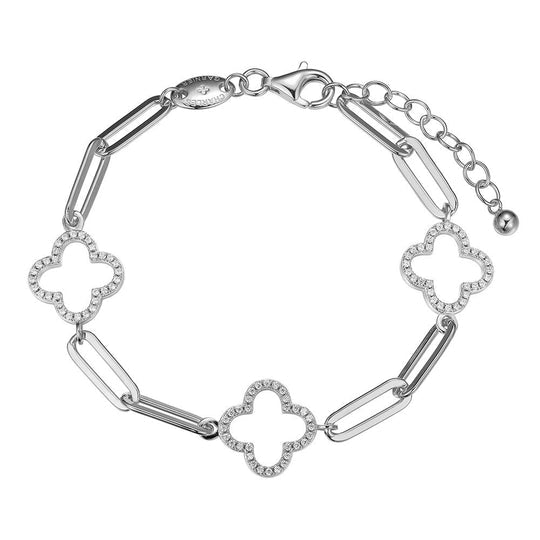SS 8" CZ Clover Bracelet - Walter Bauman Jewelers
