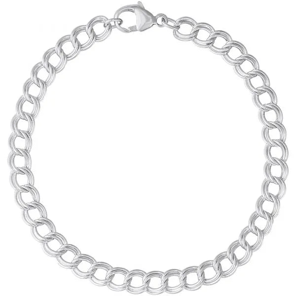 SS 8" Small Double Link Charm Bracelet - Walter Bauman Jewelers