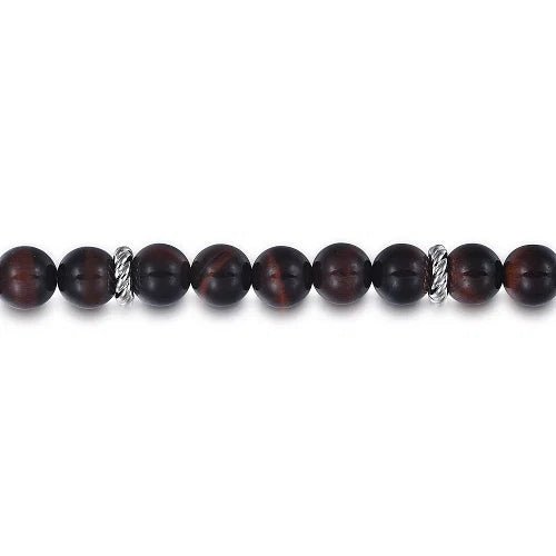 SS 8" Tiger's Eye Beaded Bracelet - Walter Bauman Jewelers