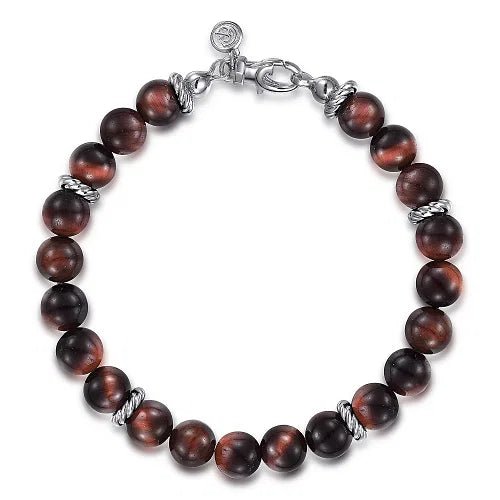 SS 8" Tiger's Eye Beaded Bracelet - Walter Bauman Jewelers