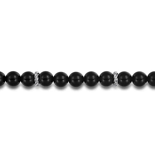 SS 8.5" 8mm Onyx Beaded Bracelet - Walter Bauman Jewelers