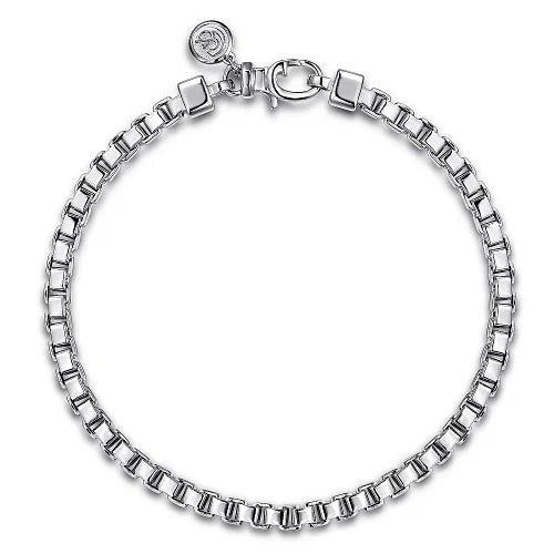 SS 8"Mens 4mm Box Chain Bracelet - Walter Bauman Jewelers