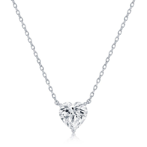 SS 8MM CZ Heart Necklace - Walter Bauman Jewelers
