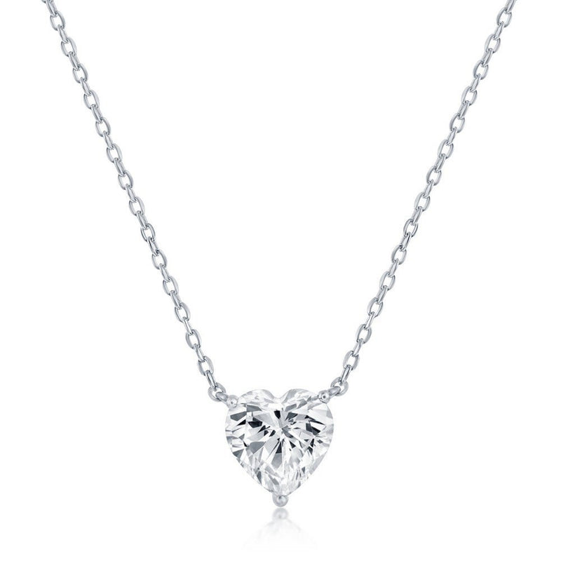 SS 8MM CZ Heart Necklace - Walter Bauman Jewelers