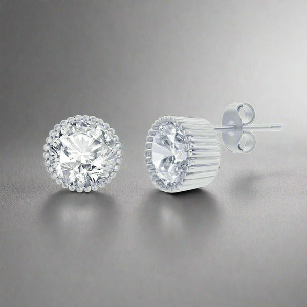 SS 9mm CZ Stud Earrings - Walter Bauman Jewelers