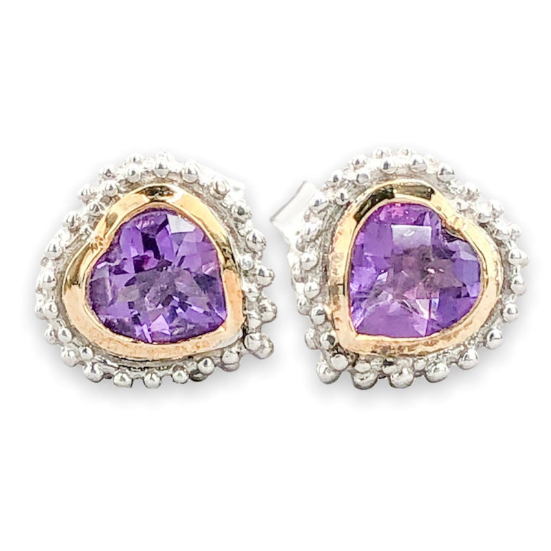 SS Amethyst Heart Stud Earrings - Walter Bauman Jewelers