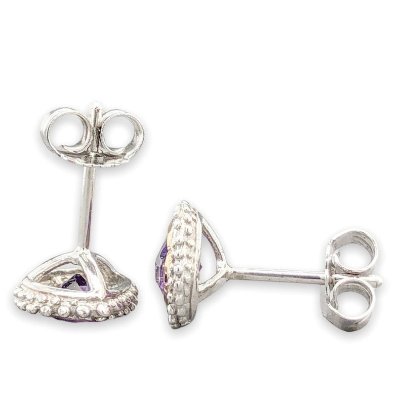 SS Amethyst Heart Stud Earrings - Walter Bauman Jewelers