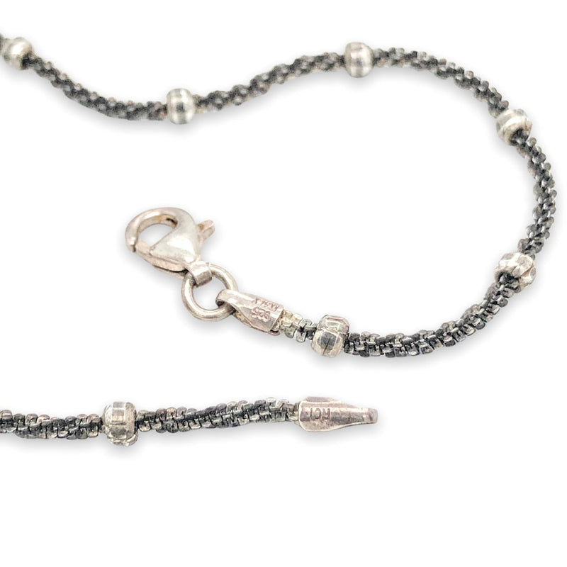SS Antiqued Fancy Chain & Ball Ankle Bracelet - Walter Bauman Jewelers