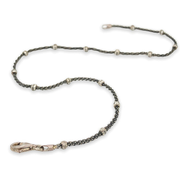 SS Antiqued Fancy Chain & Ball Ankle Bracelet - Walter Bauman Jewelers