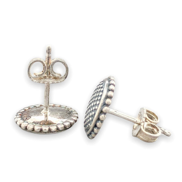 SS Antiqued Textured Disc Stud Earrings - Walter Bauman Jewelers