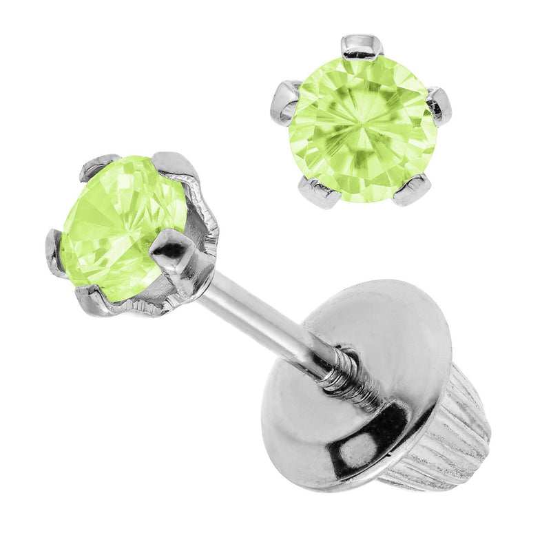 SS Baby Studs-3mm Synthetic-AUG - Walter Bauman Jewelers