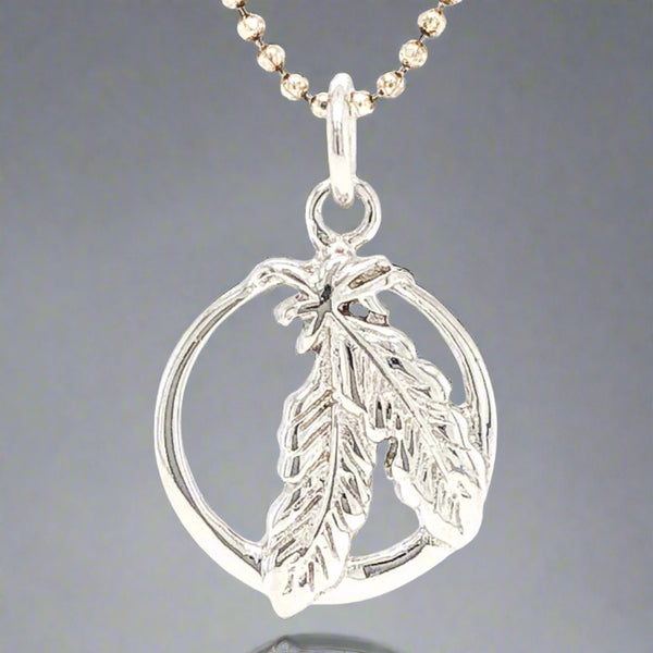 SS Be Brave Feather Pendant w. Chain - Walter Bauman Jewelers