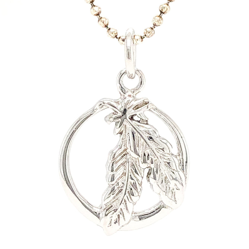 SS Be Brave Feather Pendant w. Chain - Walter Bauman Jewelers
