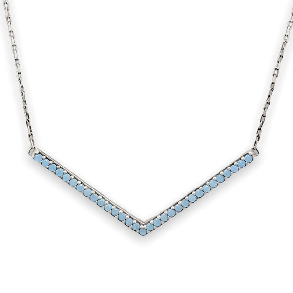 SS Blue CZ Arrow Necklace - Walter Bauman Jewelers