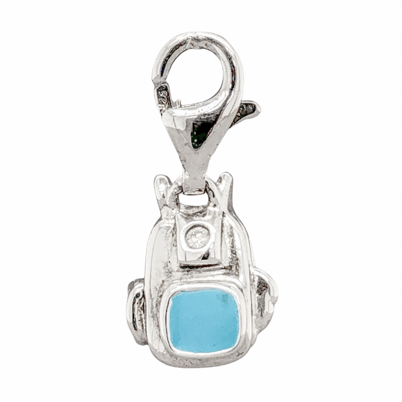 SS Blue Enamel & Diamond Backpack Charm - Walter Bauman Jewelers