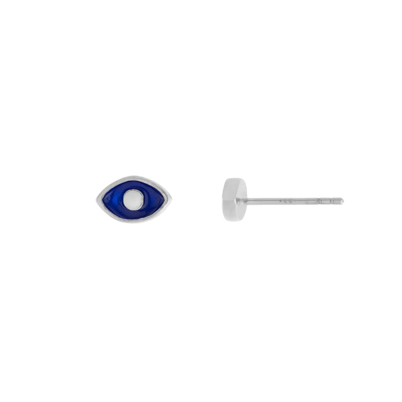 SS Blue Enamel Guardian Eye Earrings - Walter Bauman Jewelers