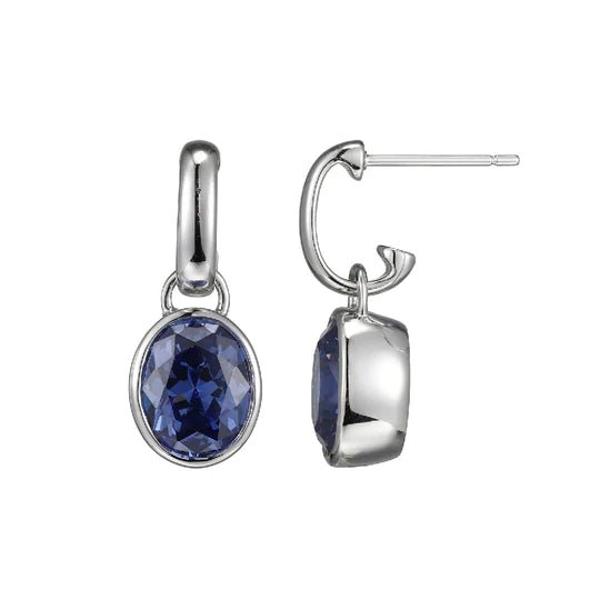 SS Blue Oval CZ Drop Earrings - Walter Bauman Jewelers