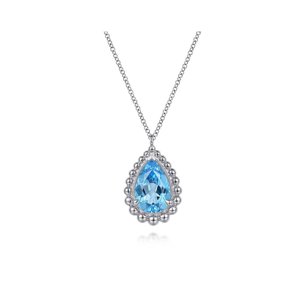 SS Blue Topaz Pear Shape Pendant - Walter Bauman Jewelers