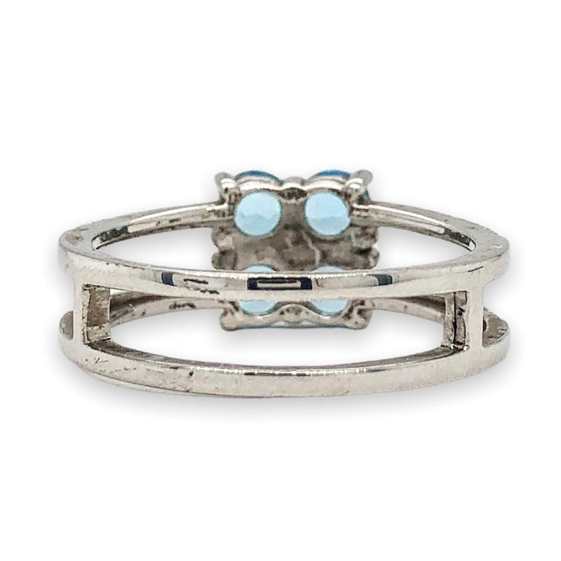 SS Blue & White Topaz Cluster Split Shank Ring - Walter Bauman Jewelers