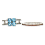 SS Blue & White Topaz Cluster Split Shank Ring - Walter Bauman Jewelers