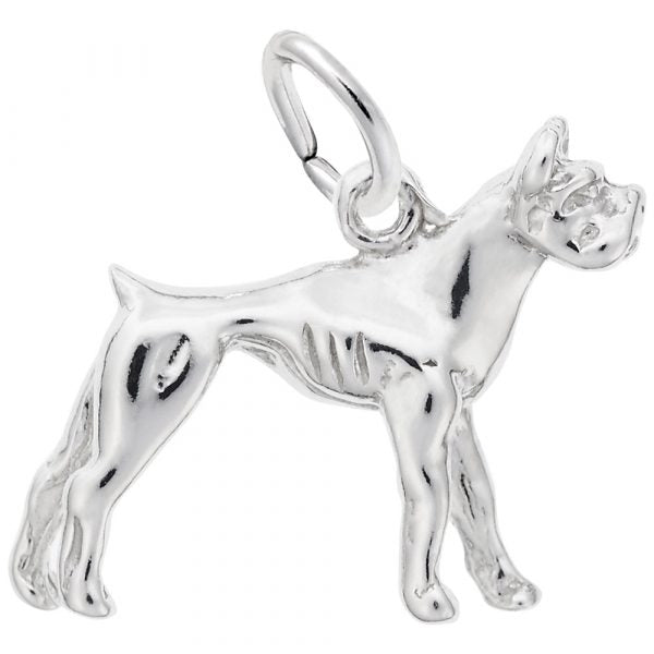 SS Boxer Dog Charm - Walter Bauman Jewelers