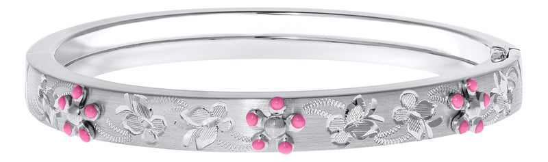 SS Bracelet with Pink Flowers - Walter Bauman Jewelers