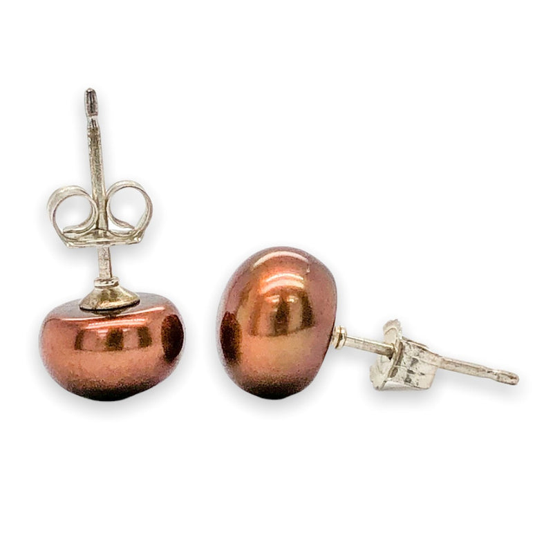 SS Brown FWP Stud Earrings - Walter Bauman Jewelers