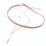 SS Brown Suede Bullet Double Strand Choker Necklace - Walter Bauman Jewelers