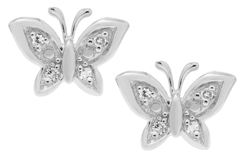 SS Butterfly Baby Studs with Diamond - Walter Bauman Jewelers
