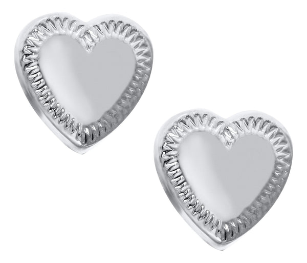 SS Childs Engraved Heart Studs - Walter Bauman Jewelers