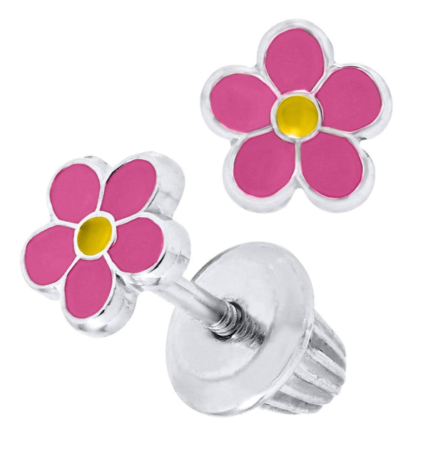 SS Child's Pink Flower Studs - Walter Bauman Jewelers