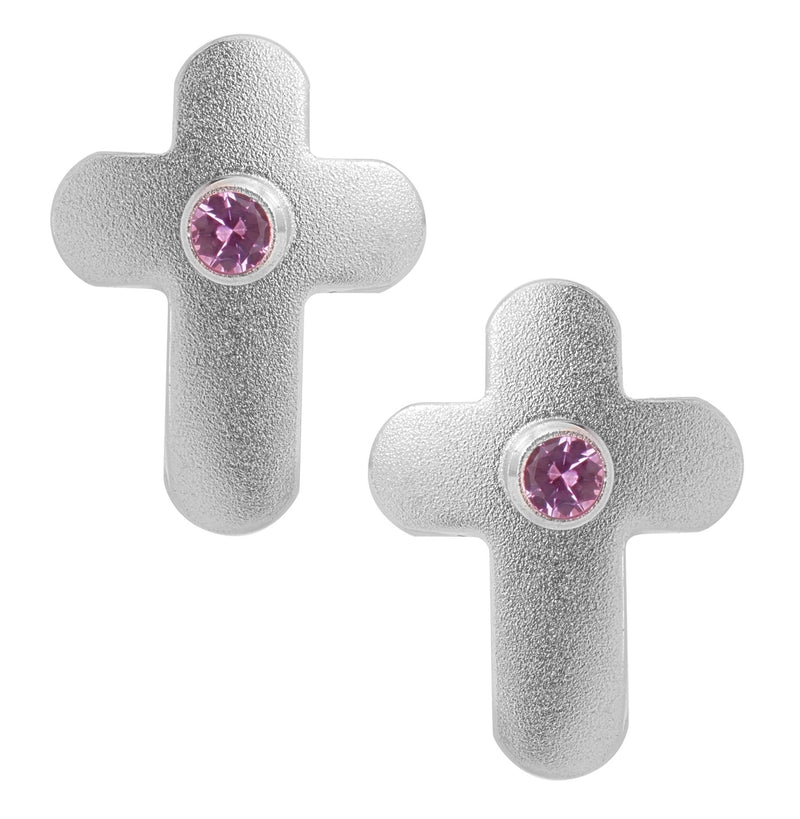 SS Cross with Pink Saphire - Walter Bauman Jewelers