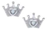 SS Crown Baby Studs with Diamond - Walter Bauman Jewelers