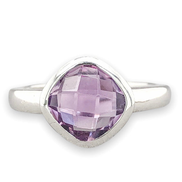 SS Cushion Cut 1.27ct Amethyst Ring - Walter Bauman Jewelers