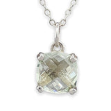 SS Cushion Cut Green Amethyst Pendant - Walter Bauman Jewelers