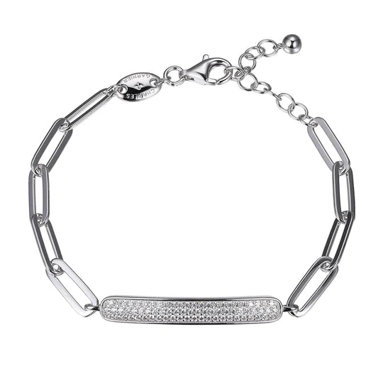 SS CZ Bar Paperclip Link Bracelet - Walter Bauman Jewelers