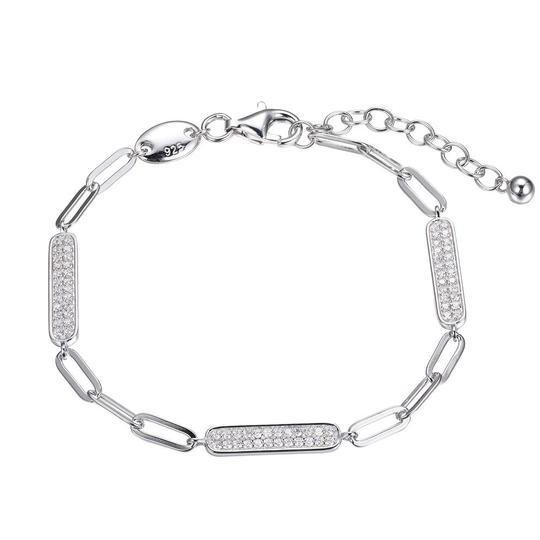 SS CZ Bar Paperclip Link Bracelet - Walter Bauman Jewelers