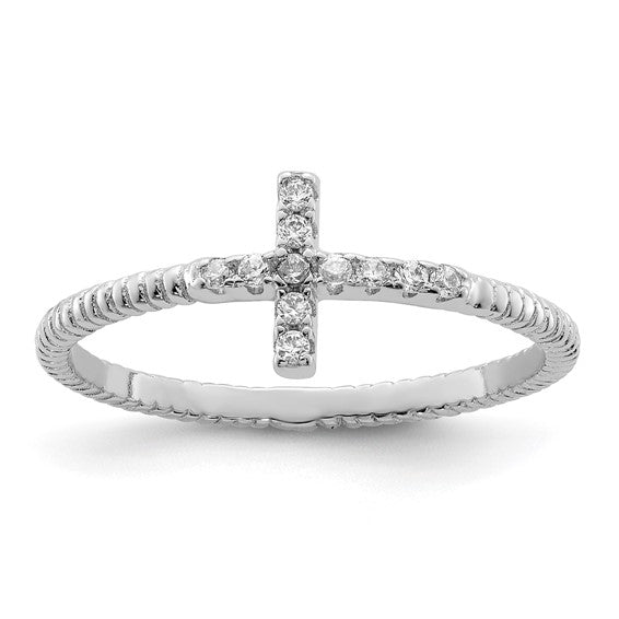 SS CZ Cross Ring - Walter Bauman Jewelers